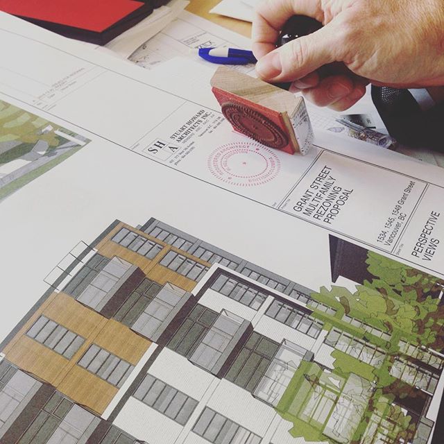 The stamp of approval goes to Neil Robertson, who is officially now partner of Stuart Howard Architects Inc. Congratulations!!!! 🏻 #excitingtimes #business #movingforward #vancouverbusiness #design #architecture #vanarch #stamp #approval #sorehandtocome